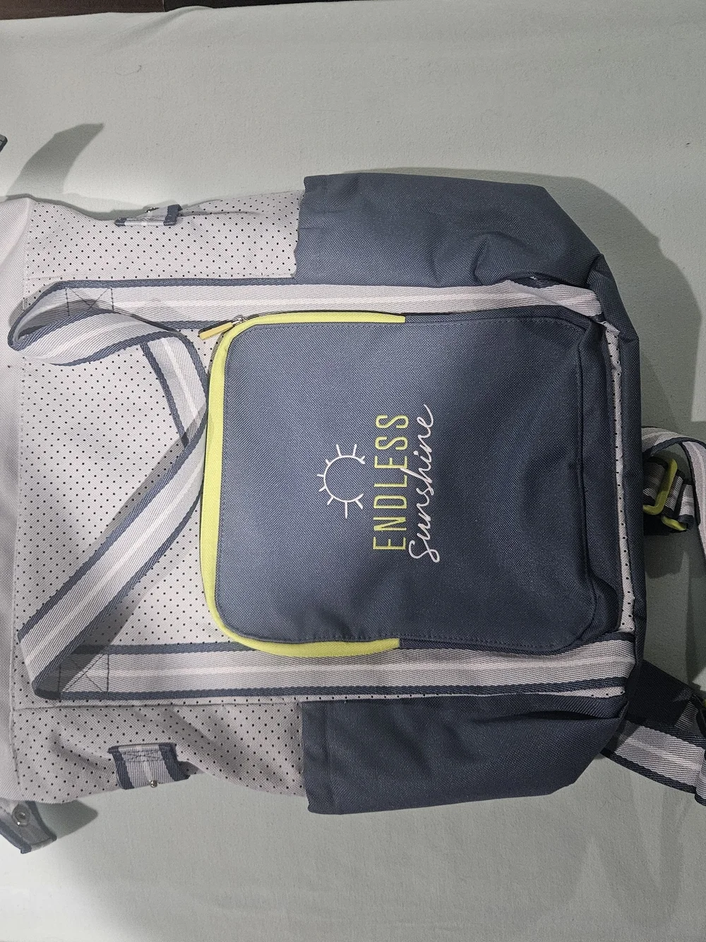 thirty-one Navy Backpack with Lime Trim and 'Endless Sunshine'